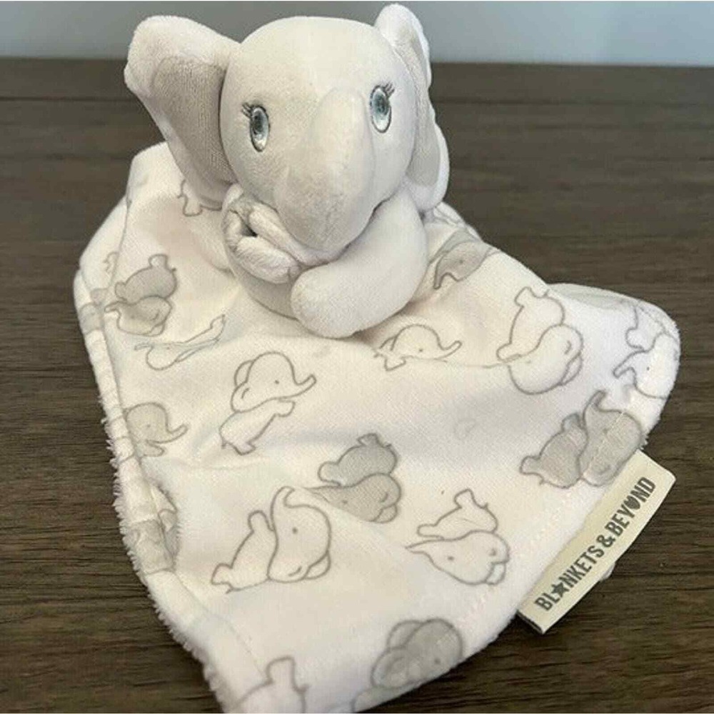 Blankets and Beyond Elephant Plush Grey & White Lovey